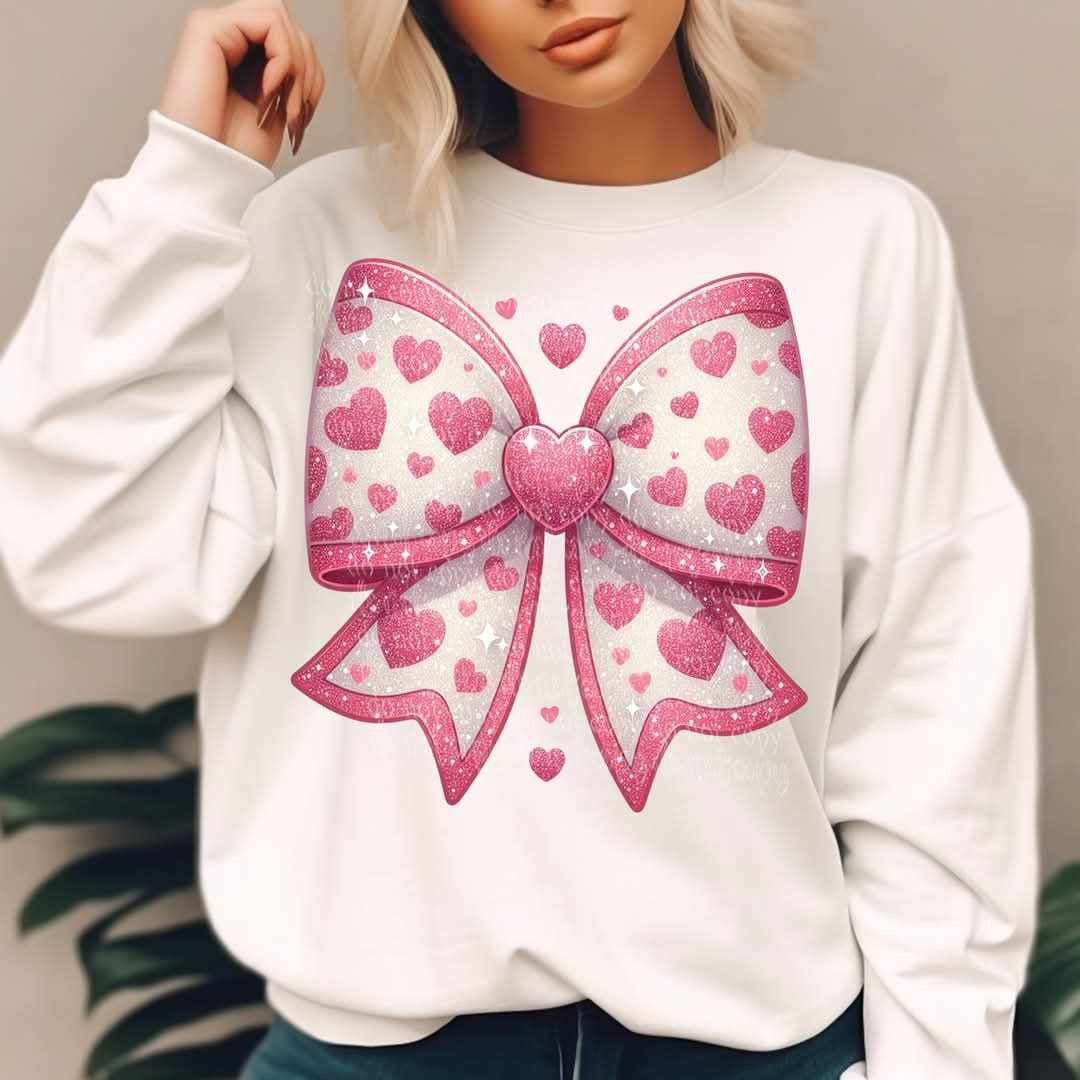 Pink heart bow 73764 DTF transfer