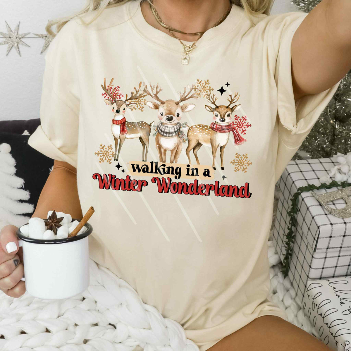 Walking In A Winter Wonderland deer DTF transfer