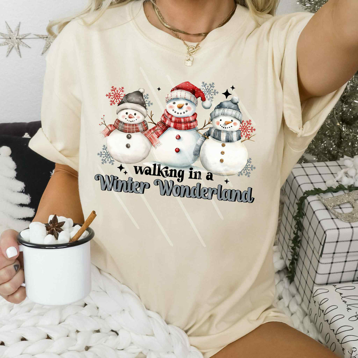 Walking In A Winter Wonderland snowmen DTF transfer
