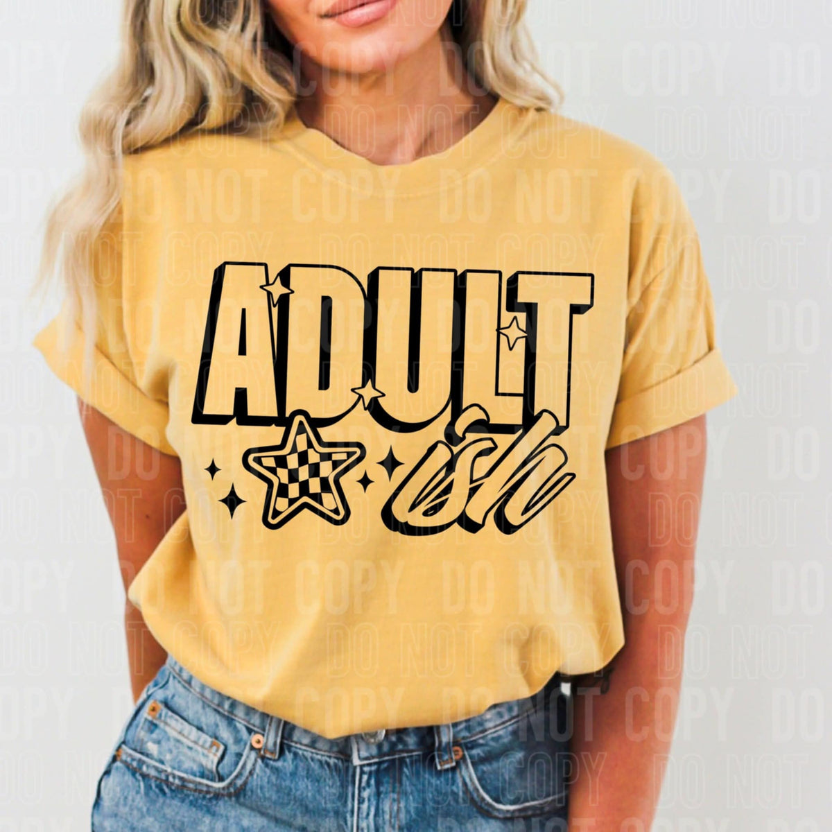 Adultish with checker star BLACK SBB DTF transfer