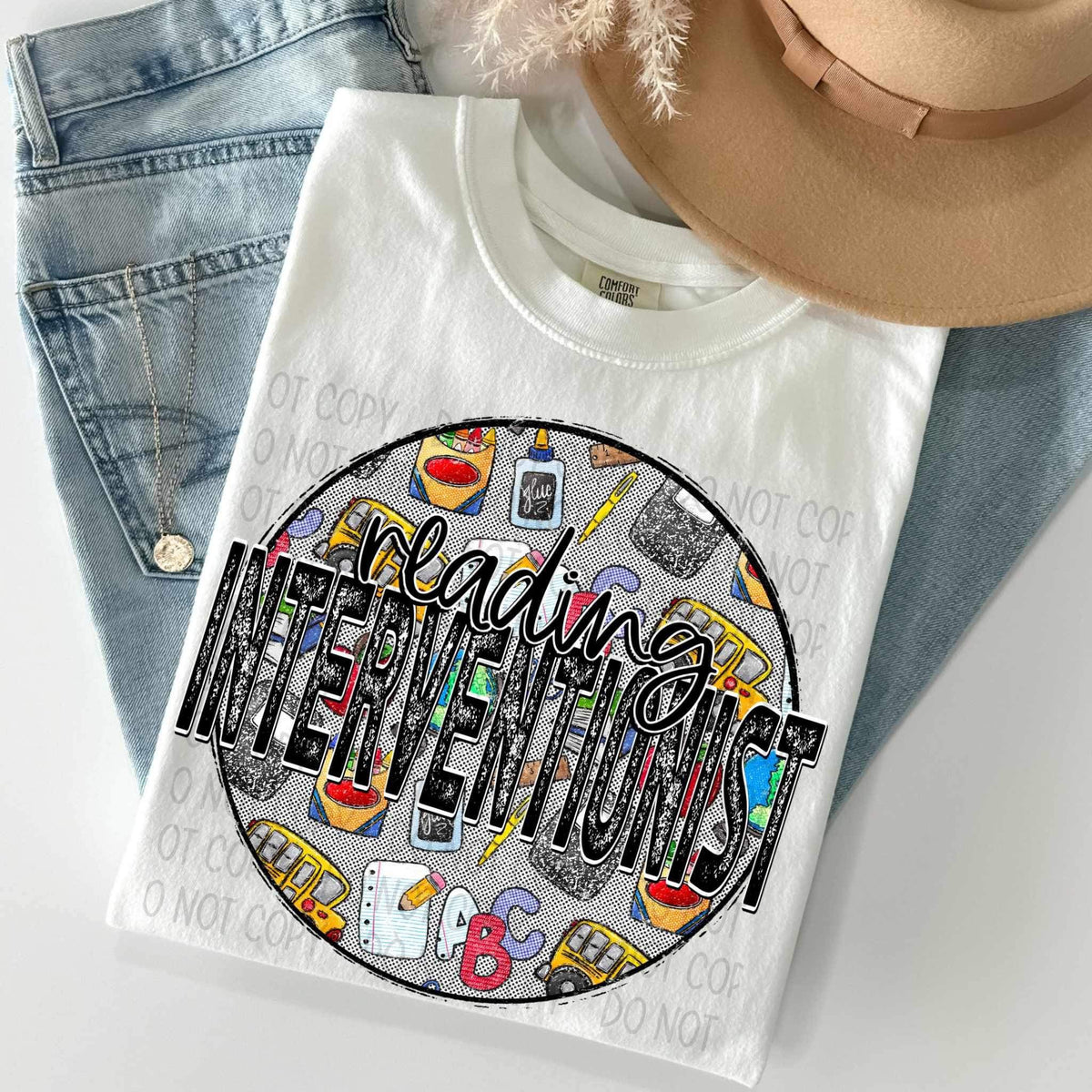 Reading interventionist circle with school items 27160 DTF transfer