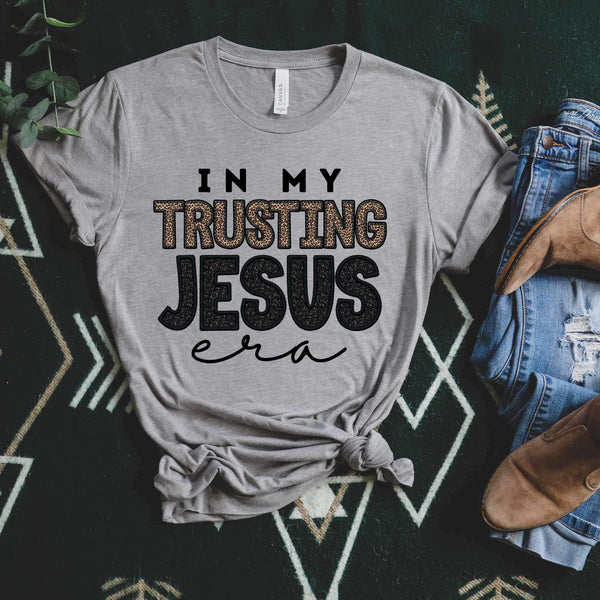 In my trusting jesus era black and leopard 17560 DTF TRANSFER