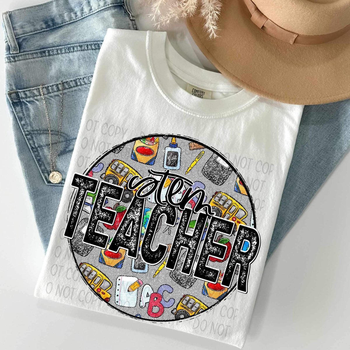 Stem teacher circle with school items 27147 DTF transfer
