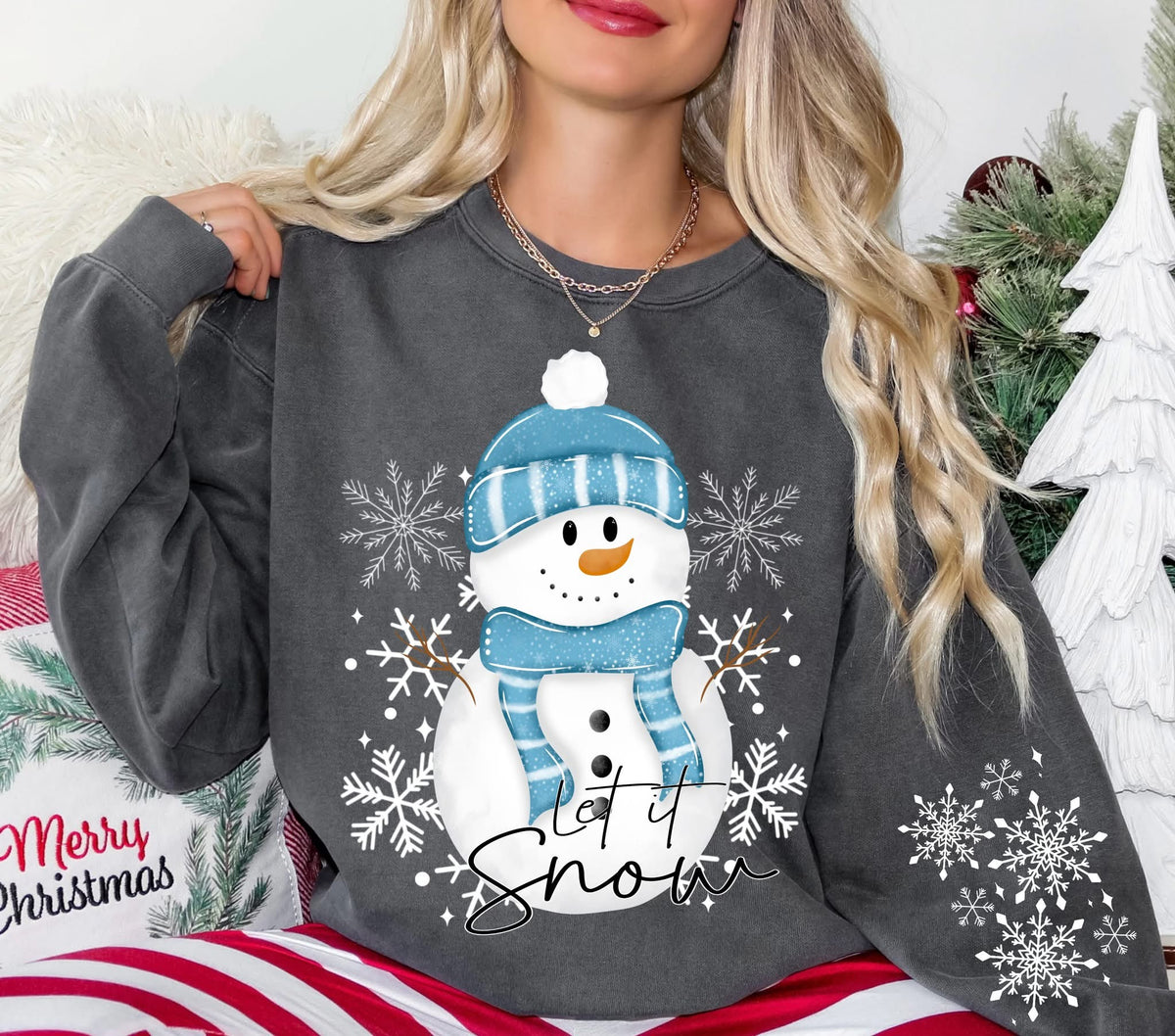 Let it Snow blue snowman (Linda) DTF Transfer