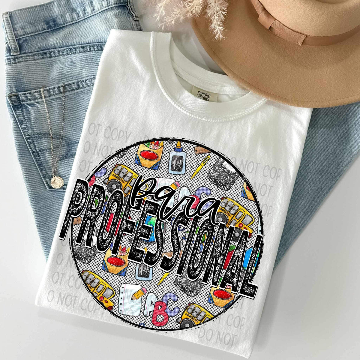 Paraprofessional circle with school items 27134 DTF transfer