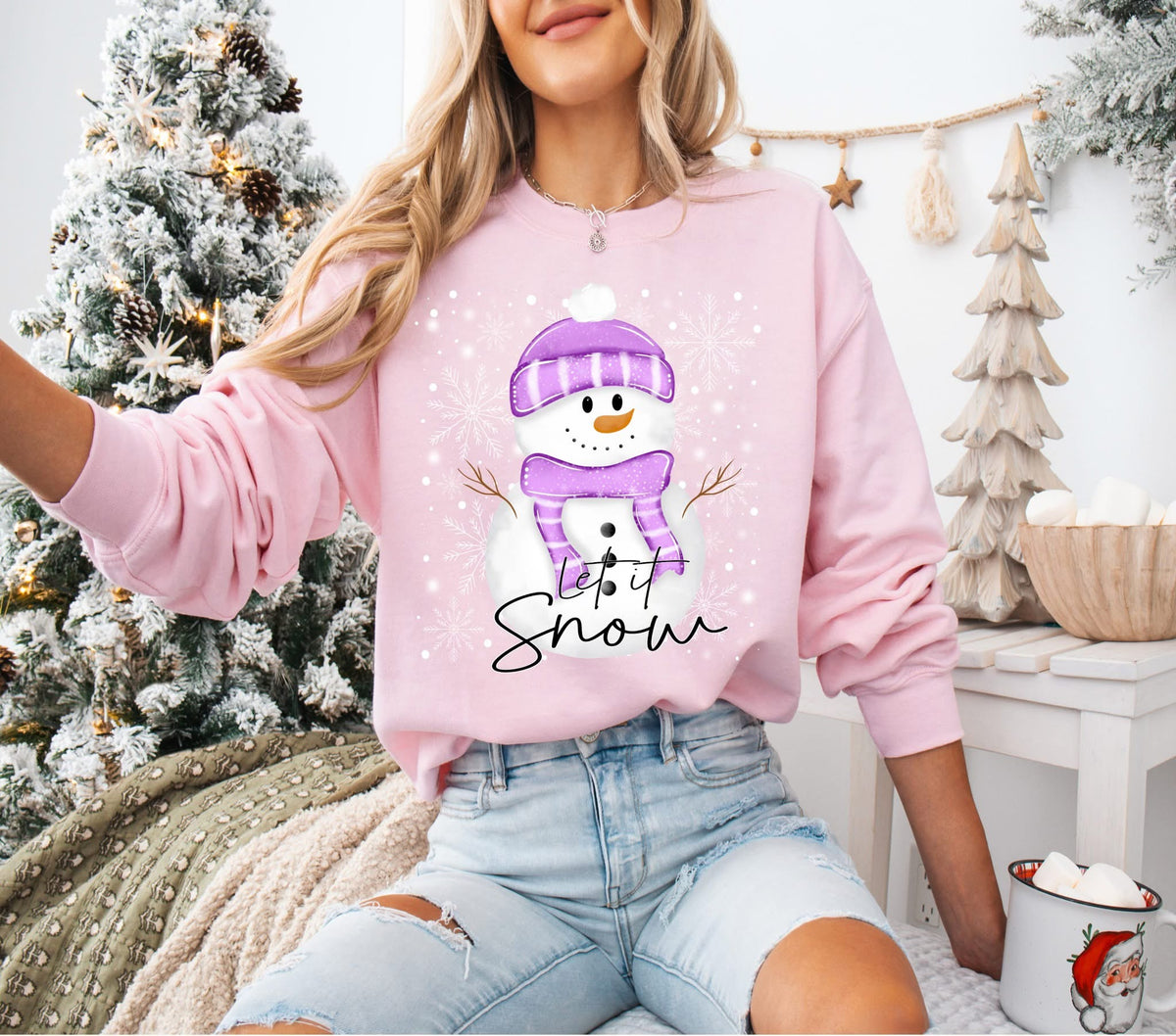 Let it Snow purple snowman (Linda) DTF Transfer
