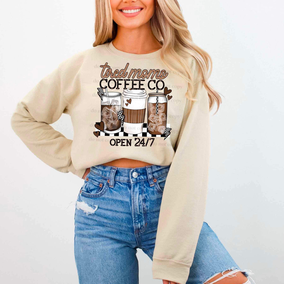 Tired moms coffee co open 24/7 (CSC) 27180 DTF transfer