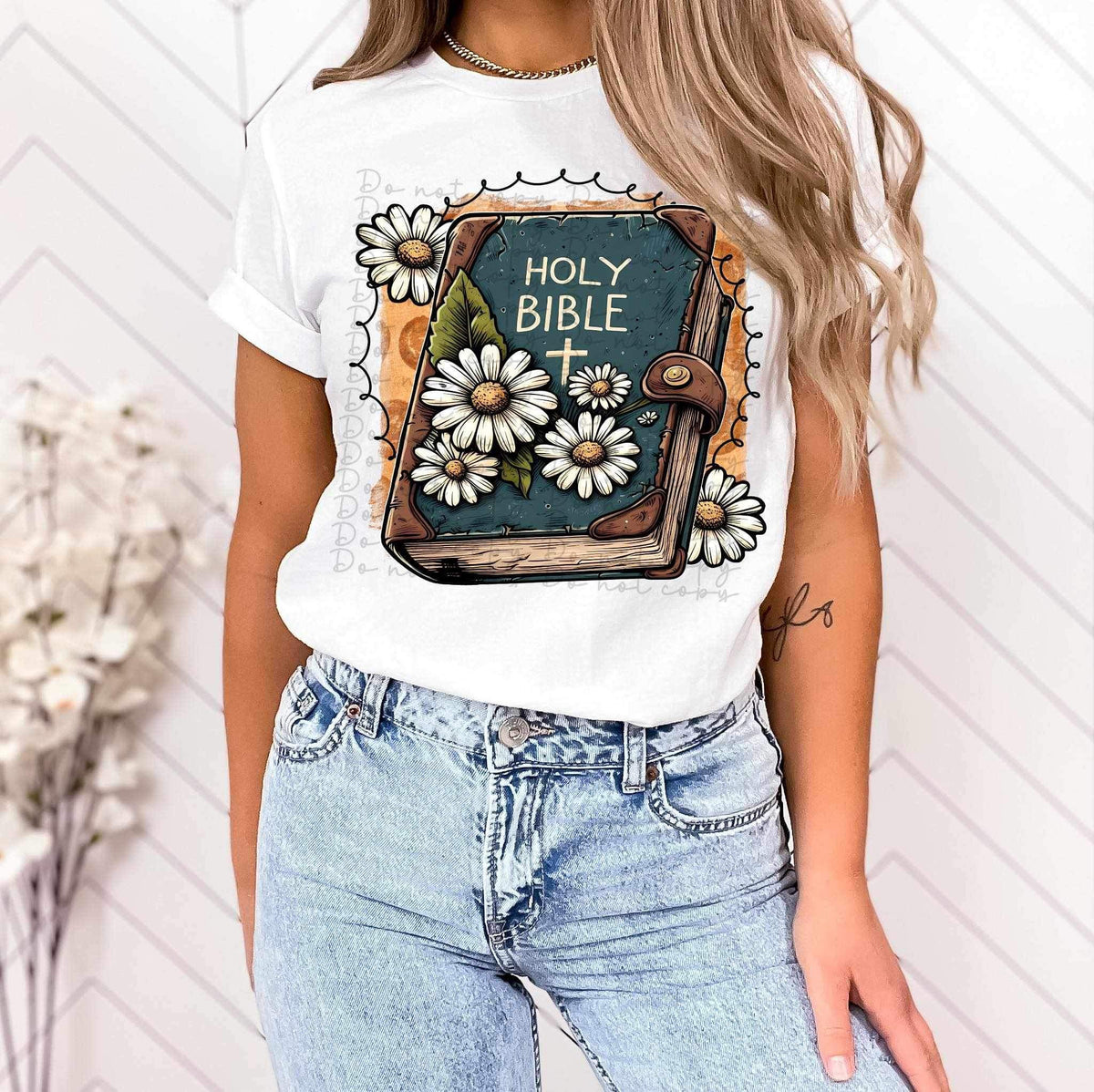 Holy bible with flowers 17632 DTF TRANSFER