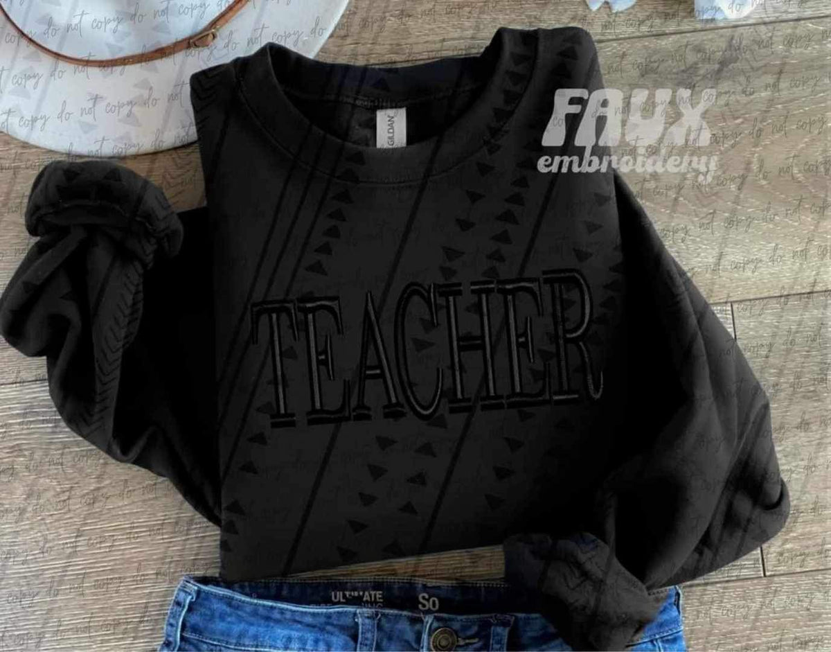 Teacher black embroidery 27217 DTF transfer