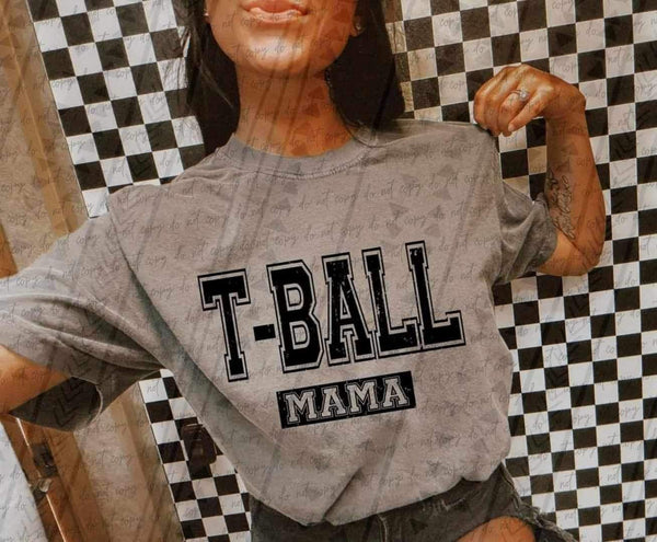 T-ball mama black varsity 27241 DTF transfer