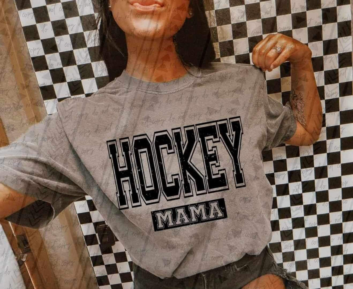 Hockey mama black varsity 27237 DTF transfer