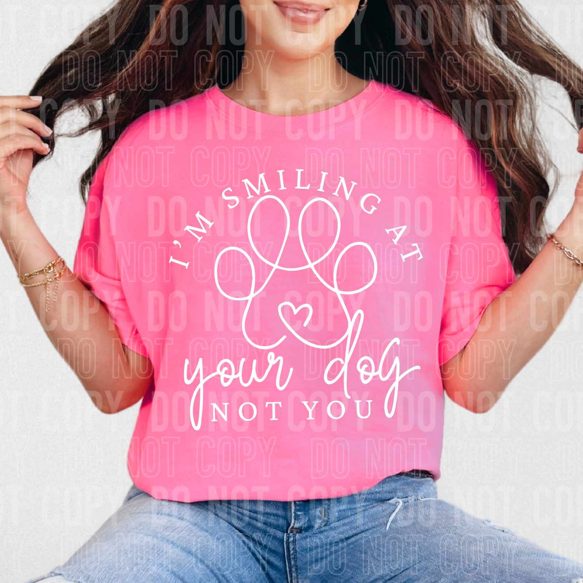 I’m smiling at your dog not you WHITE (SBB) 37295 DTF transfer