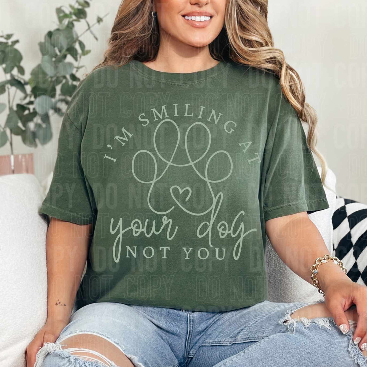 I’m smiling at your dog not you WHITE (SBB) 37295 DTF transfer
