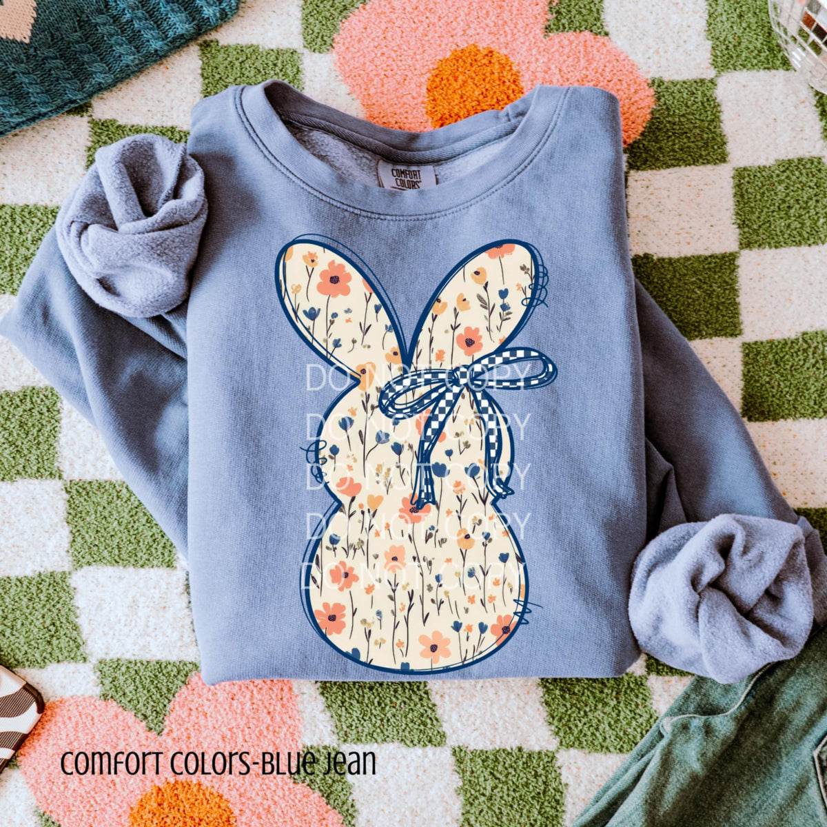 Bunny blue checkered bow (CSG) 87962 DTF transfer