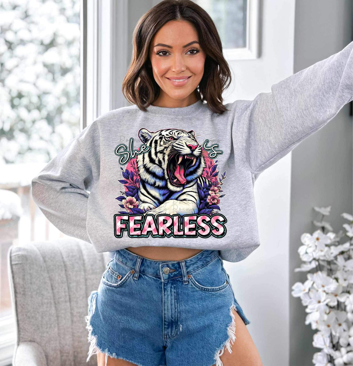 She is fearless white tiger 17598 DTF TRANSFERe
