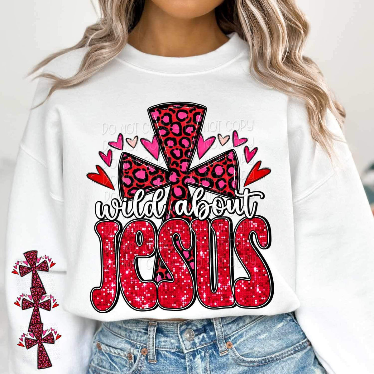 red and pink leopard crosses SLEEVE 17597 DTF TRANSFER