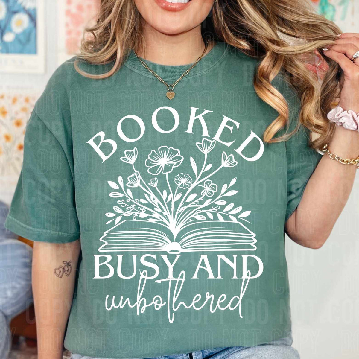 Booked busy and unbothered WHITE (SBB) 37290 DTF transfer