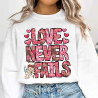 Love never fails red and pink patterns with angel 17595 DTF TRANSFER