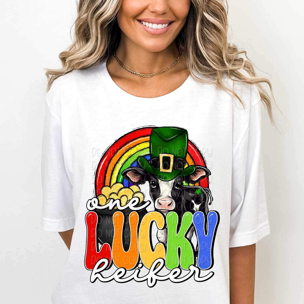 One lucky heifer rainbow and cow 17592 DTF TRANSFER