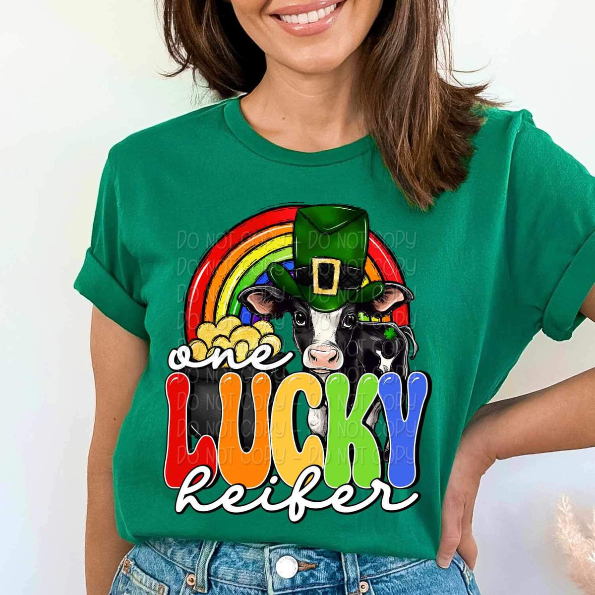 One lucky heifer rainbow and cow 17592 DTF TRANSFER