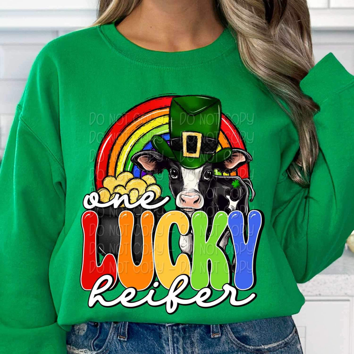 One lucky heifer rainbow and cow 17592 DTF TRANSFER