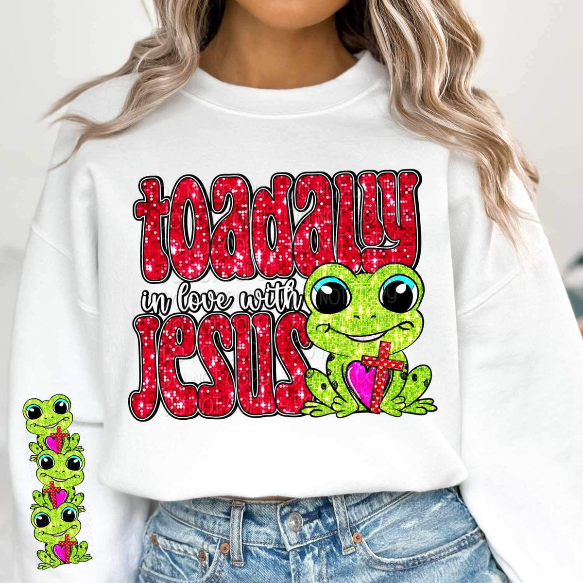 frog with heart and cross SLEEVE 17589 DTF TRANSFER