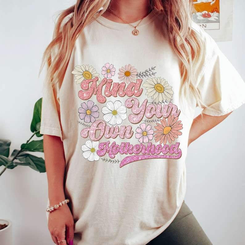 Mind your own motherhood light and dark pink glitter 27256 DTF transfer