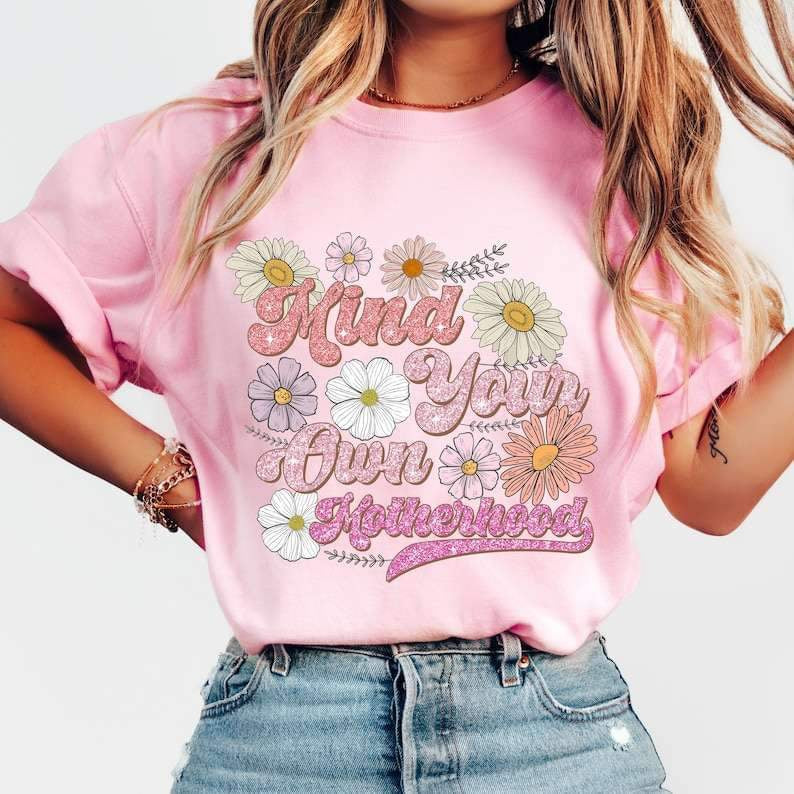 Mind your own motherhood light and dark pink glitter 27256 DTF transfer