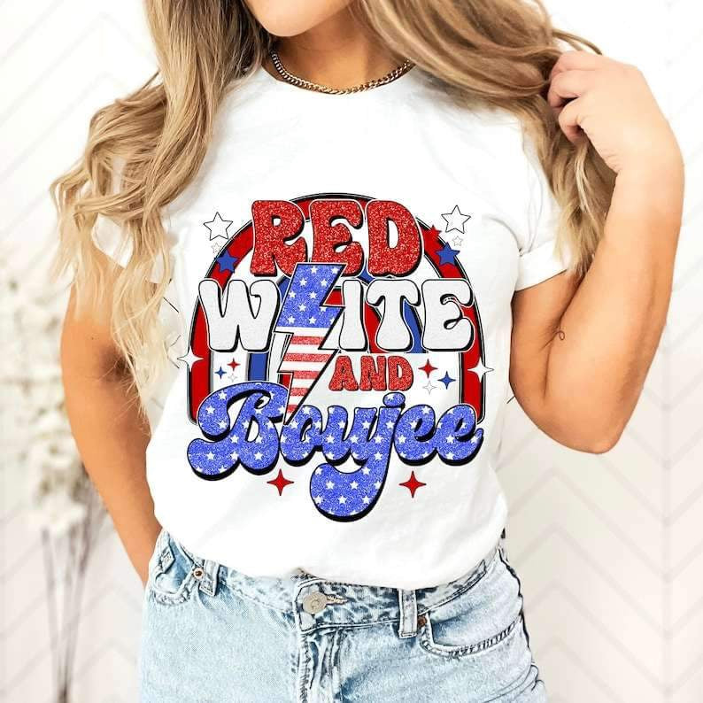 Red white and boujee lightning bolt 27277 DTF transfer