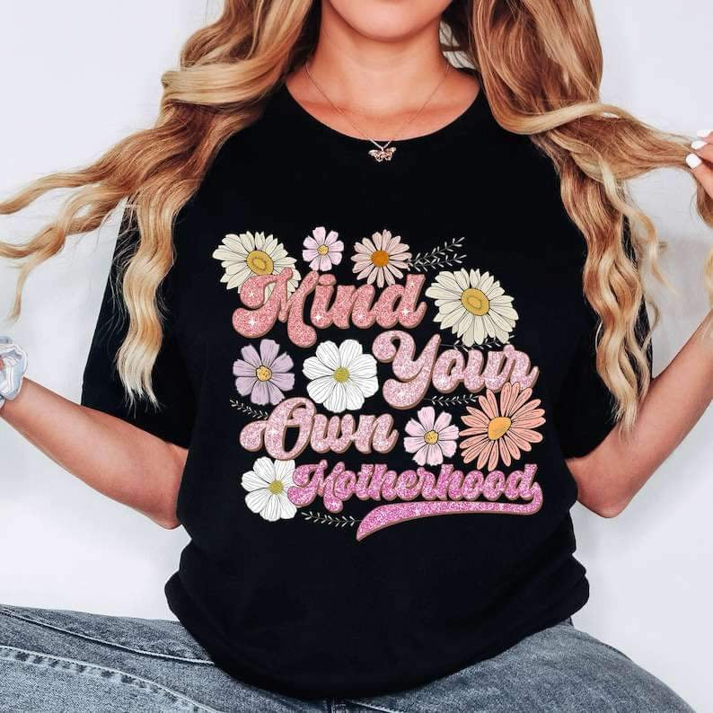 Mind your own motherhood light and dark pink glitter 27256 DTF transfer