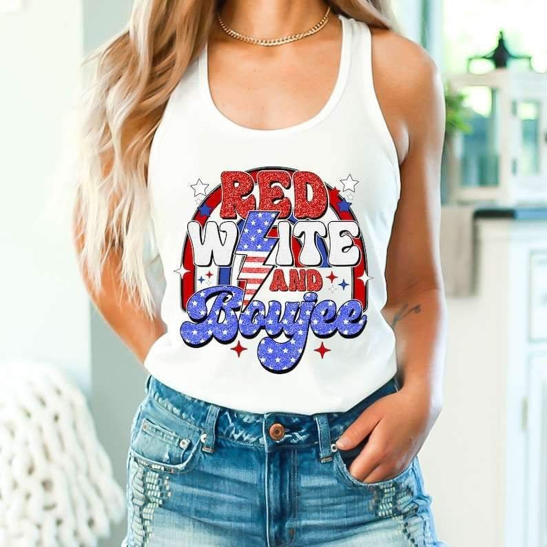 Red white and boujee lightning bolt 27277 DTF transfer