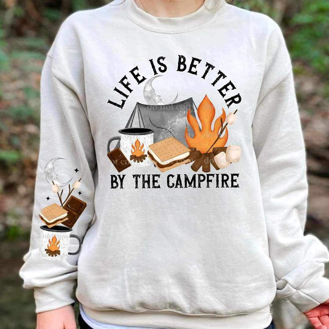 Life is better by the campire (tent, smores, fire, mug) FRONT CSC 17700 DTF TRANSFER