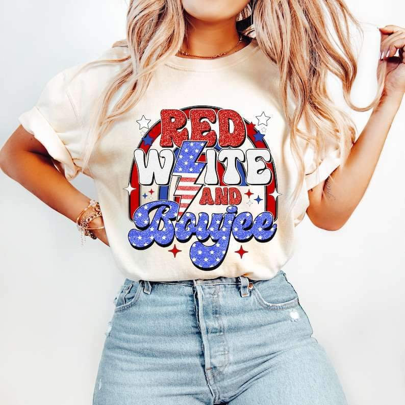 Red white and boujee lightning bolt 27277 DTF transfer