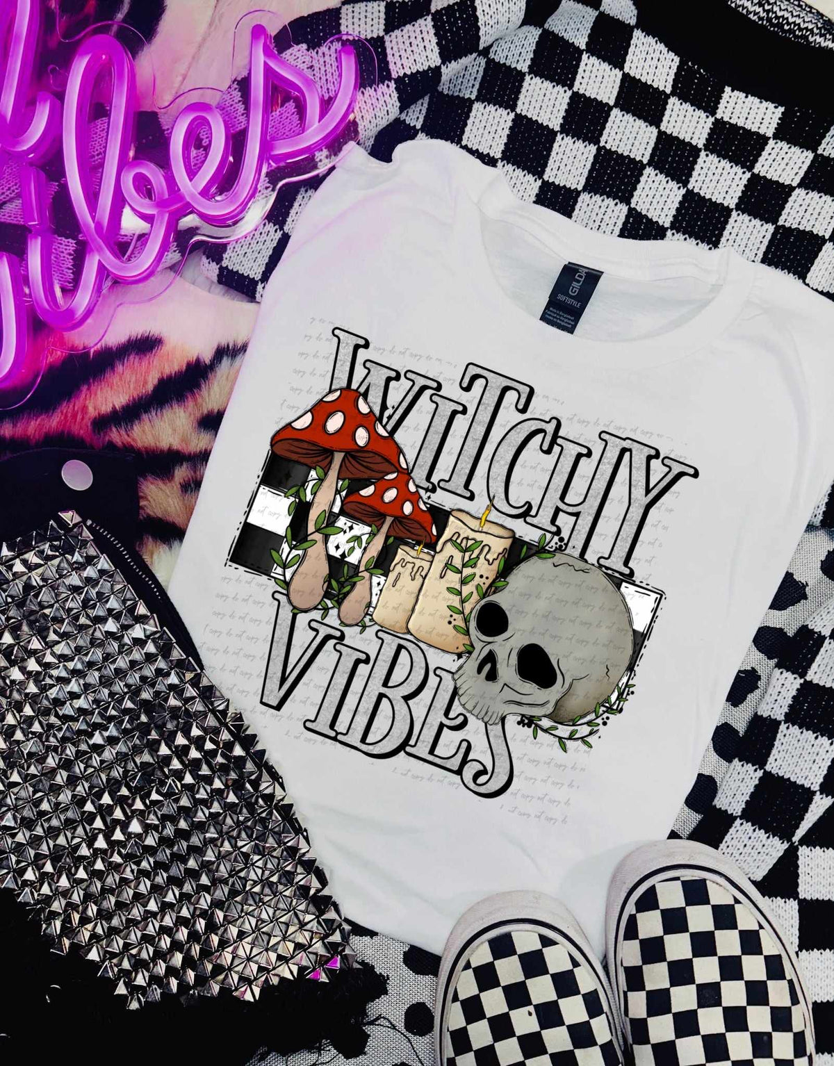 Witchy vibes mushroom candle skull (CSTAGE) 37296 DTF transfer