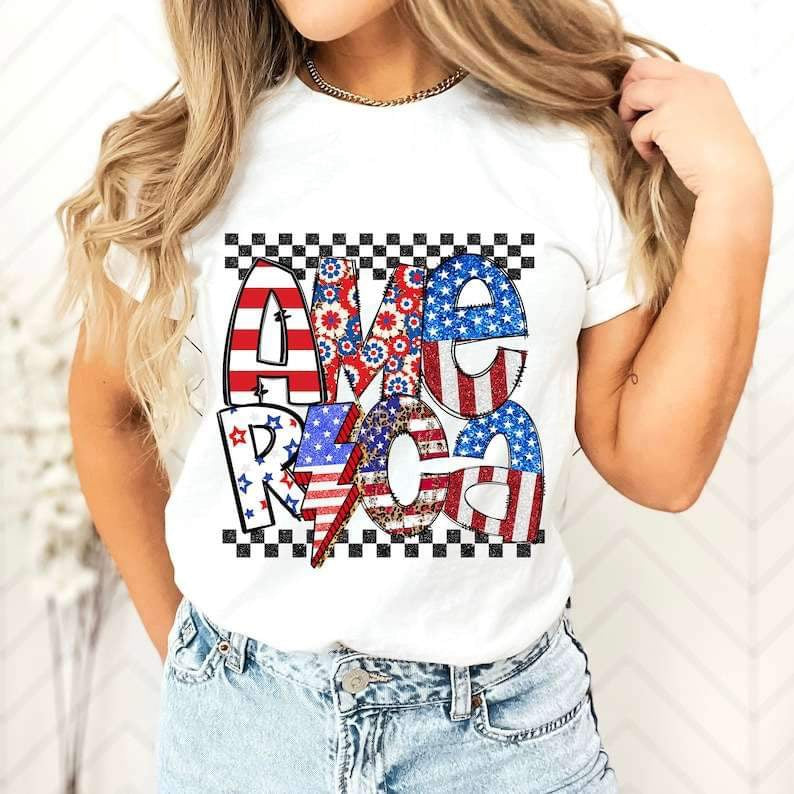 America patterned with checkered print 27275 DTF transfer