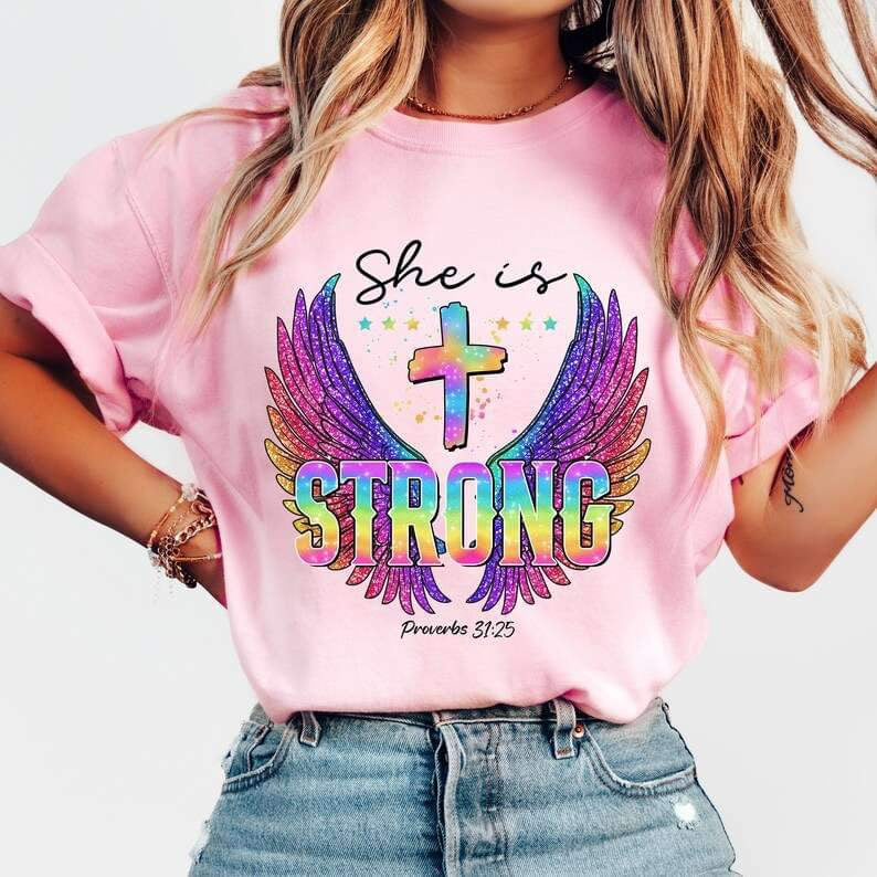She is strong wings 27289 DTF transfer