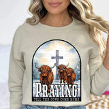 Praying till the cows come home shaggy cows and cross 17716 DTF TRANSFER