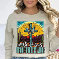 With jesus no one wanders alone cross and butterfly 17717 DTF TRANSFER