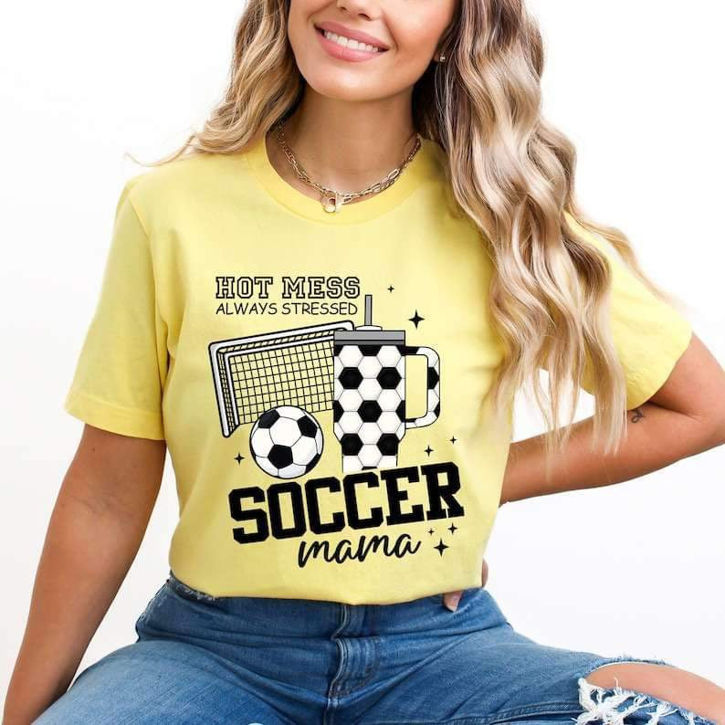 Hot mess always stressed soccer mama soccer items 27260 DTF transfer