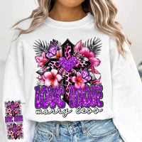 Love more worry less pink leopard cross SLEEVE 17715 DTF TRANSFER