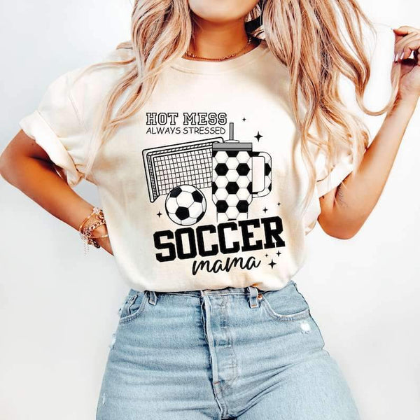 Hot mess always stressed soccer mama soccer items 27260 DTF transfer