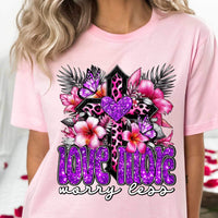 Love more worry less pink leopard cross 17714 DTF TRANSFER
