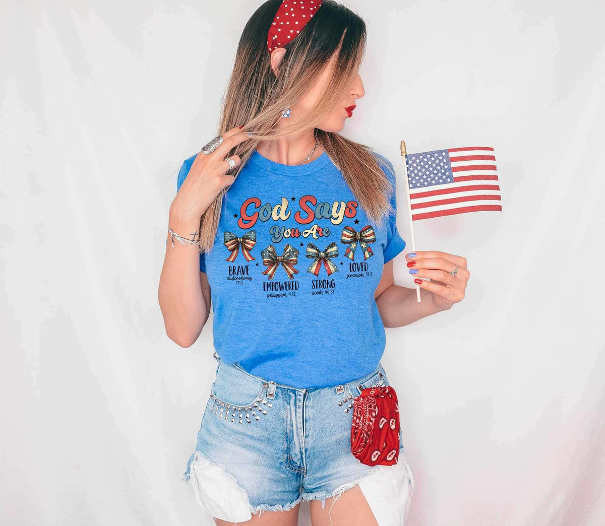 God says you are patriotic bows 27266 DTF transfer