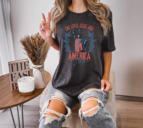 She loves jesus and america too 27265 DTF transfer