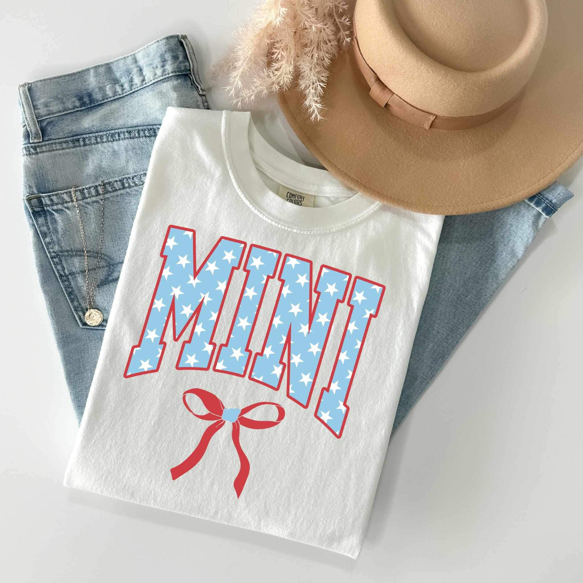 Mini blue with red bow 27252 DTF transfer