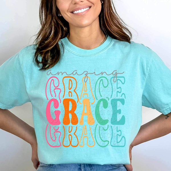 Amazing grace stacked colorful 27334 DTF transfer