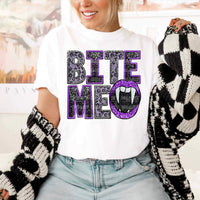 Bite me purple and grey embroidery MMD 17766 DTF TRANSFER