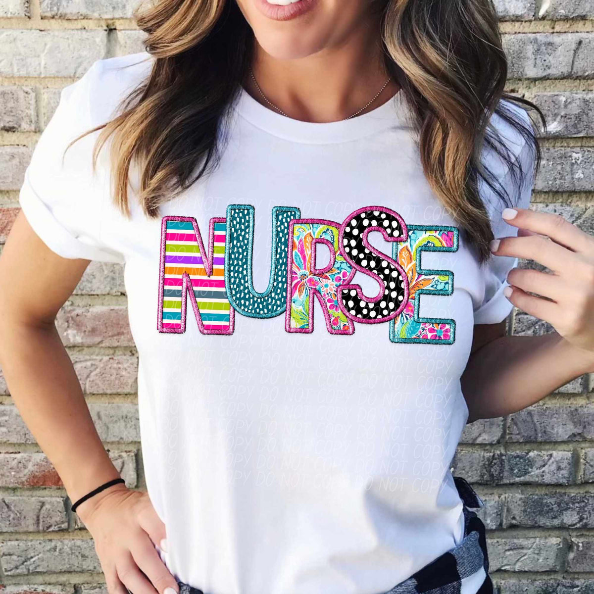 Nurse blue U colorful patterns (CITY) 37461 DTF transfer