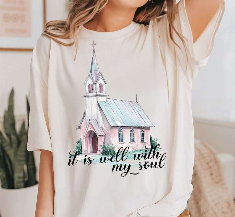 It is well with my soul pink church 73809 DTF transfer