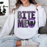 Bite me purple and grey embroidery MMD 17766 DTF TRANSFER